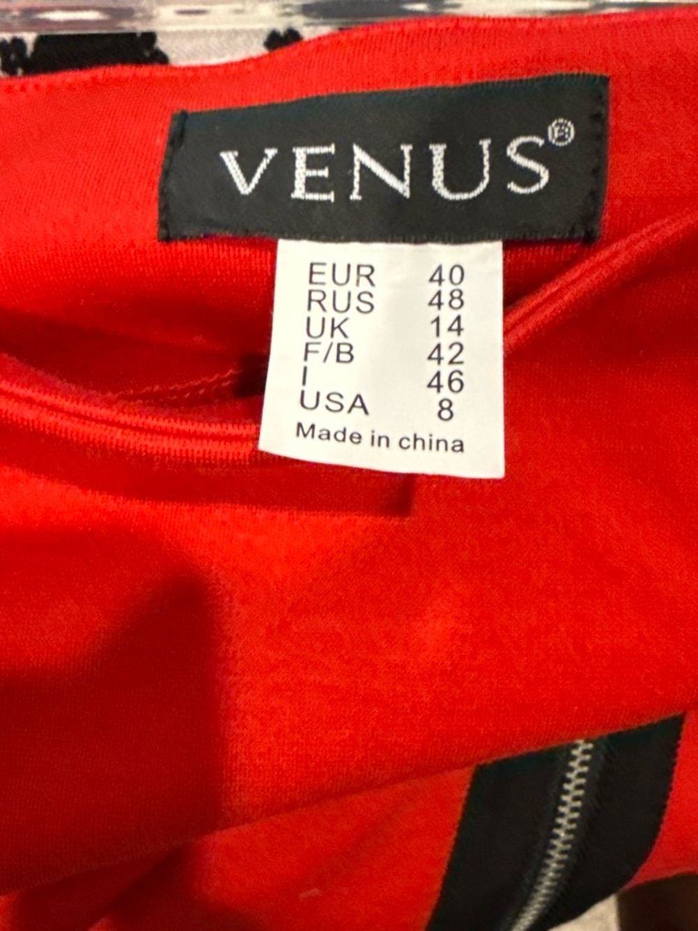 VENUS Red Mini Skirt with Black Zip Trim - Picture 2 of 2
